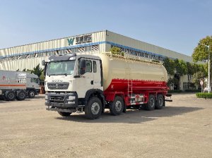 8x4重汽豪沃SGZ5312GFLZZ6T5型粉粒物(wù)料運輸車(chē)/油田專用(yòng)下灰罐車(chē)